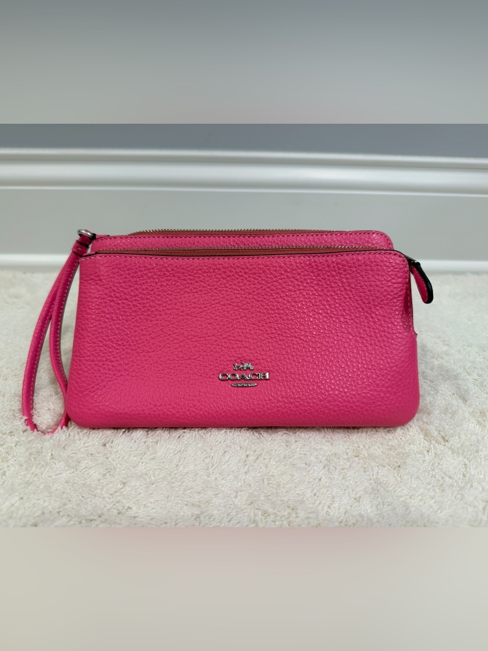 COACH Pink Pebbled Leather Wristlet
